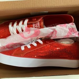 Red Sequence Sparkle Sneaker Platform Size 6.5 W.
